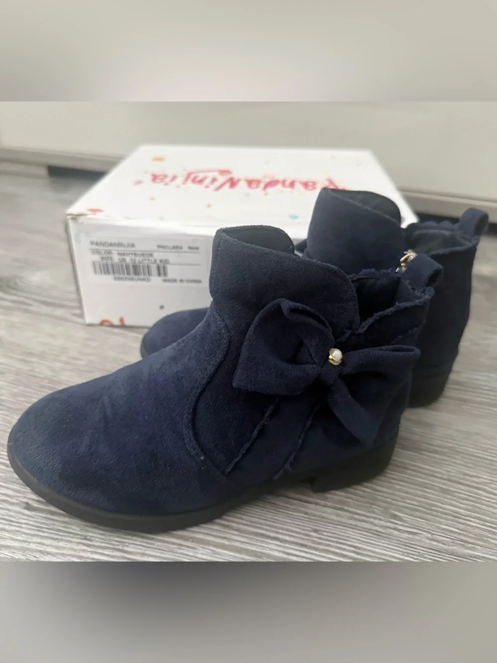 Toddler Navy Bow Ankle Boots